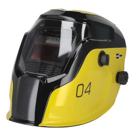 Sealey Protection Yellow Auto Darkening Welding Safety Helmet Shade 9-13 PWH4