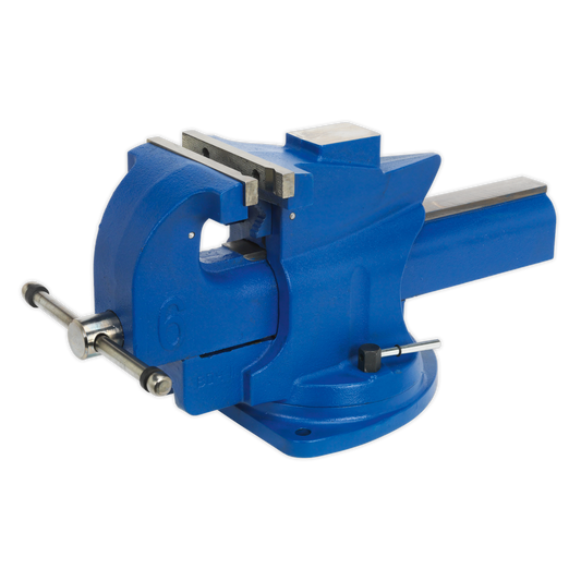 Sealey 150mm Quick Action Swivel Base Cast Iron Vice With Bench Mounting QAV150
