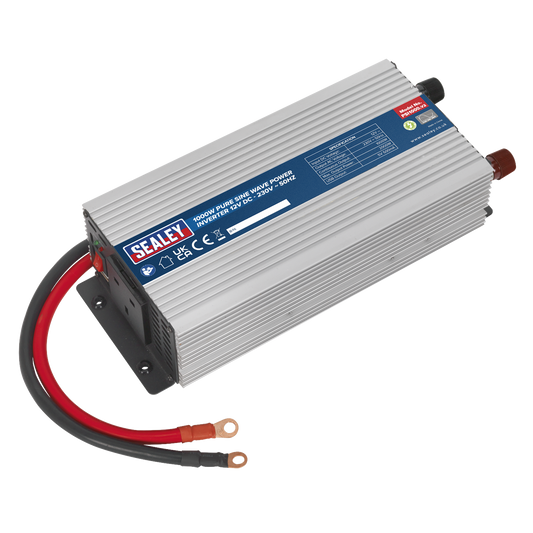 Sealey Power Inverter Pure Sine Wave 1000W 12V DC-230V 50Hz TVs Laptops PSI1000