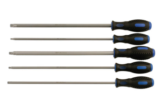 LASER 5743 5Pcs Screwdriver Extra Long Spline & XZN Set 300mm S2 Steel Soft Grip