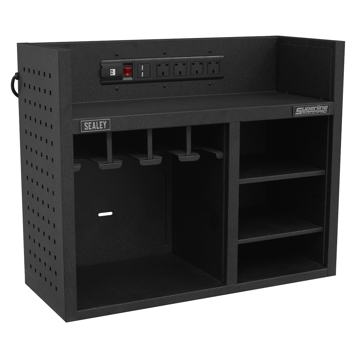 Sealey 760mm Power Tool Storage Rack With Power Strip Tool Organiser AP30SRBE