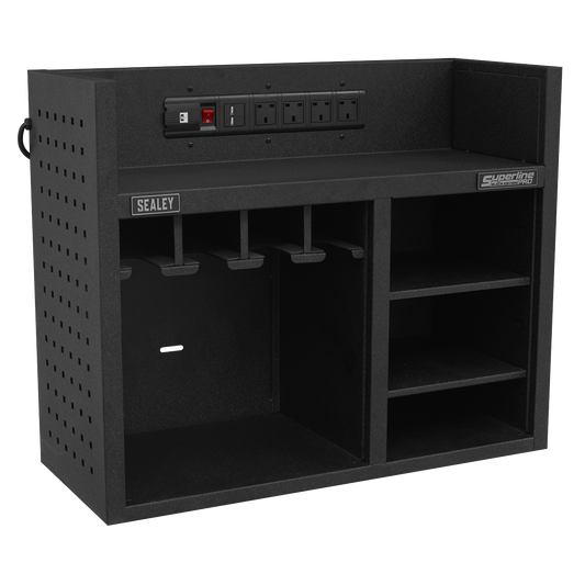 Sealey 760mm Power Tool Storage Rack With Power Strip Tool Organiser AP30SRBE