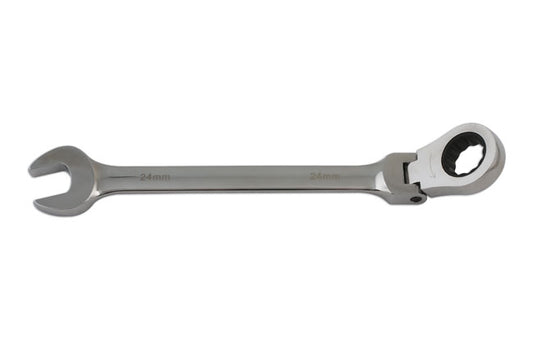 LASER 5753 Ratchet Ring Open-Ended Spanner 24mm Spanner Chrome Vanadium Steel