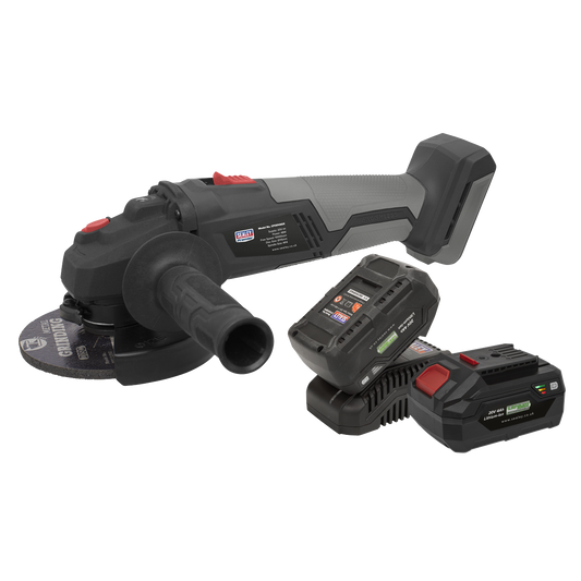 Sealey 20V 1 x 2.0Ah 1x4.0Ah 115mm Brushless Angle Grinder Kit CP20VAGXKIT
