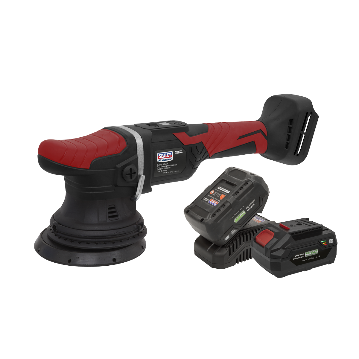Sealey 20V SV20 Series Ø125mm Cordless Orbital Polisher 2x 4Ah CP20VOPKIT2