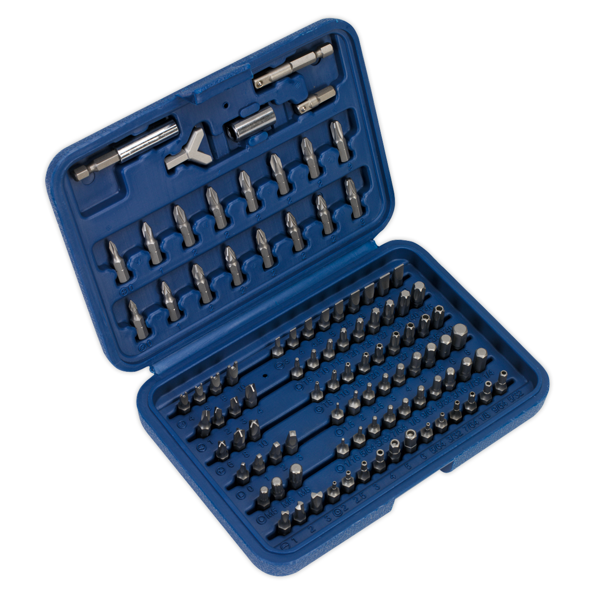 Sealey Power Tool Security Bit Set 100 Pieces Chrome Vanadium Steel AK2100