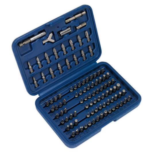 Sealey Power Tool Security Bit Set 100 Pieces Chrome Vanadium Steel AK2100