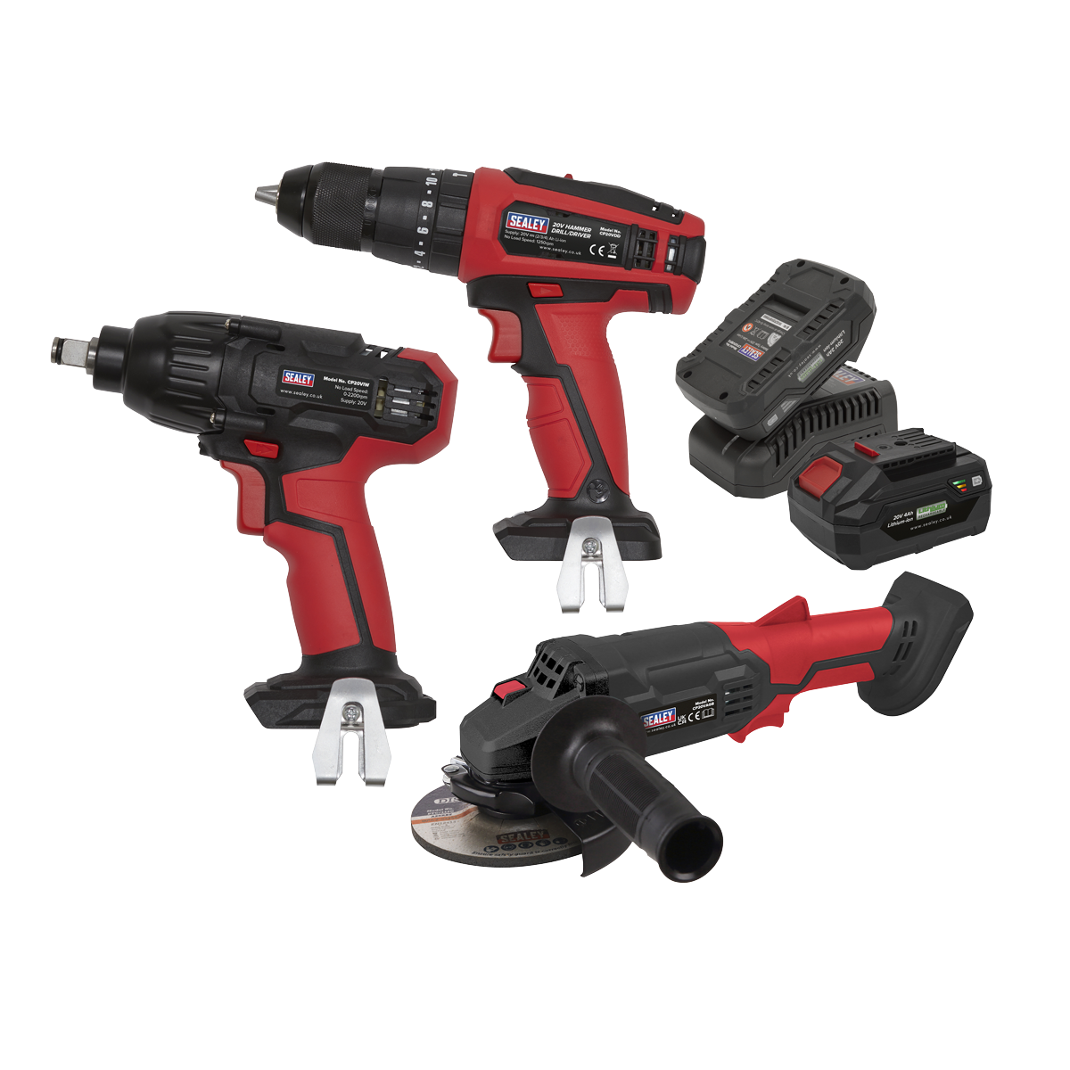 Sealey 3 x 20V SV20 Series Cordless Tool Combo - 2 Batteries CP20VCOMBO1