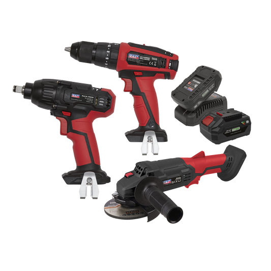 Sealey 3 x 20V SV20 Series Cordless Tool Combo - 2 Batteries CP20VCOMBO1