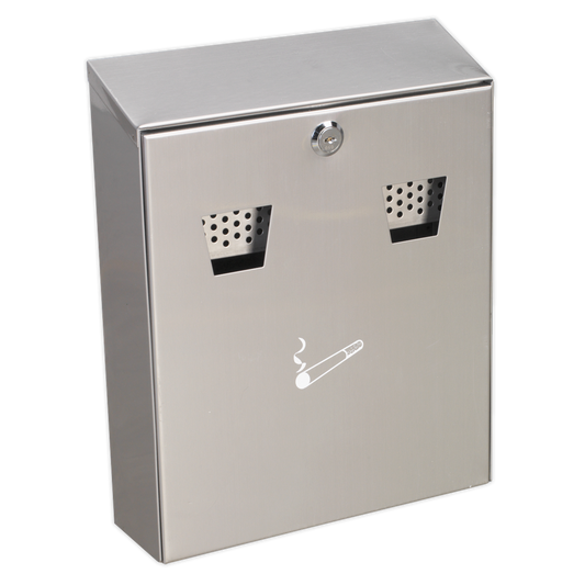Sealey Ashtray Cigarette Bin Wall Mount Stainless Steel Easy Installation RCB02