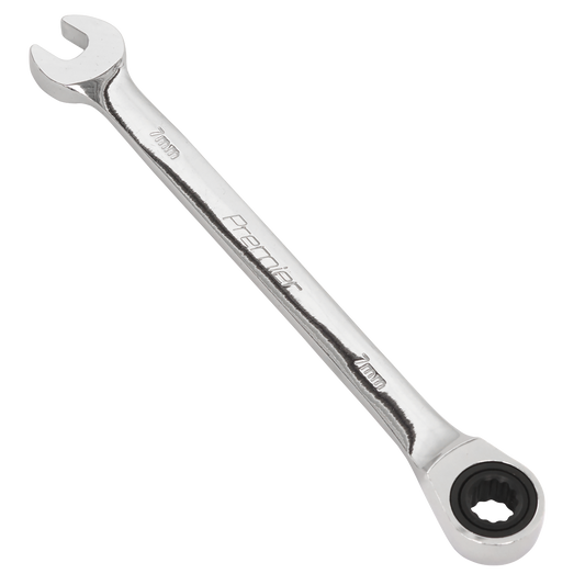 Sealey Ratchet Combination Spanner 72 Teeth Chrome Vanadium Steel 7mm RCW07