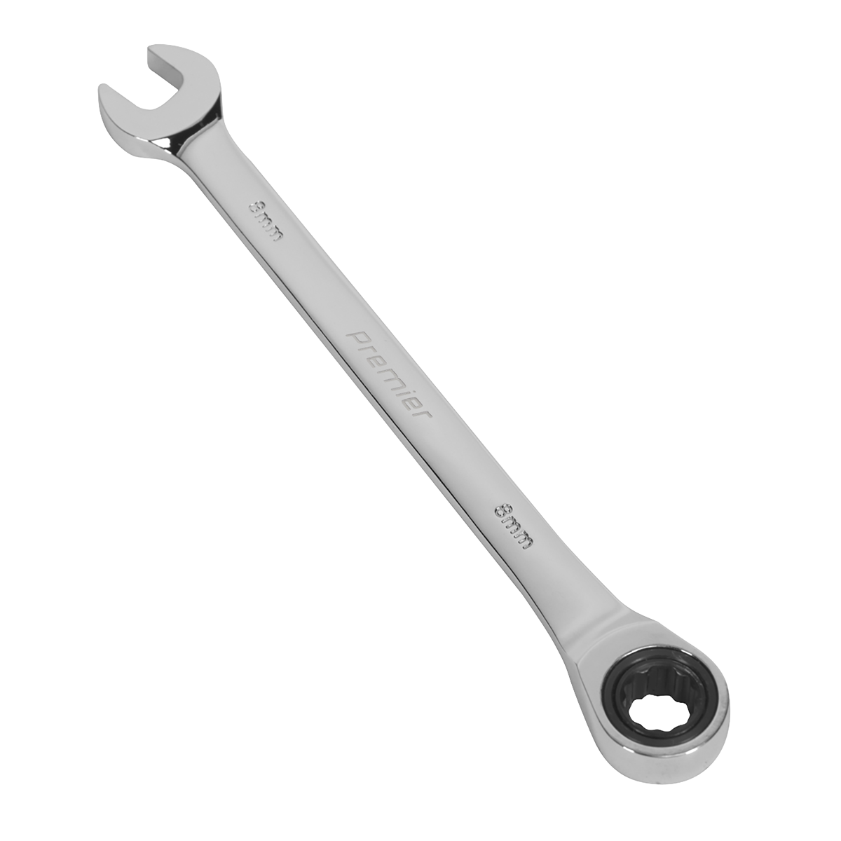 Sealey Ratchet Combination Spanner 72 Teeth Chrome Vanadium Steel 8mm RCW08