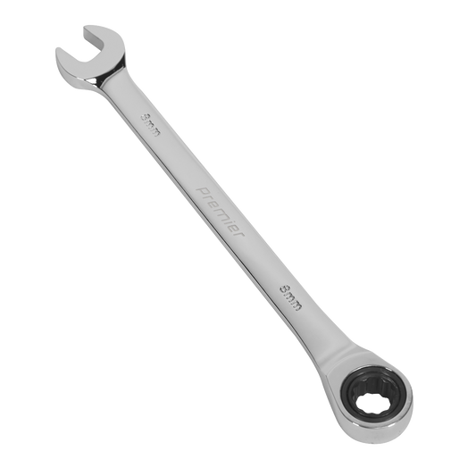 Sealey Ratchet Combination Spanner 72 Teeth Chrome Vanadium Steel 8mm RCW08