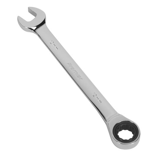 Sealey Ratchet Combination Spanner 72 Teeth Chrome Vanadium Steel 12mm RCW12