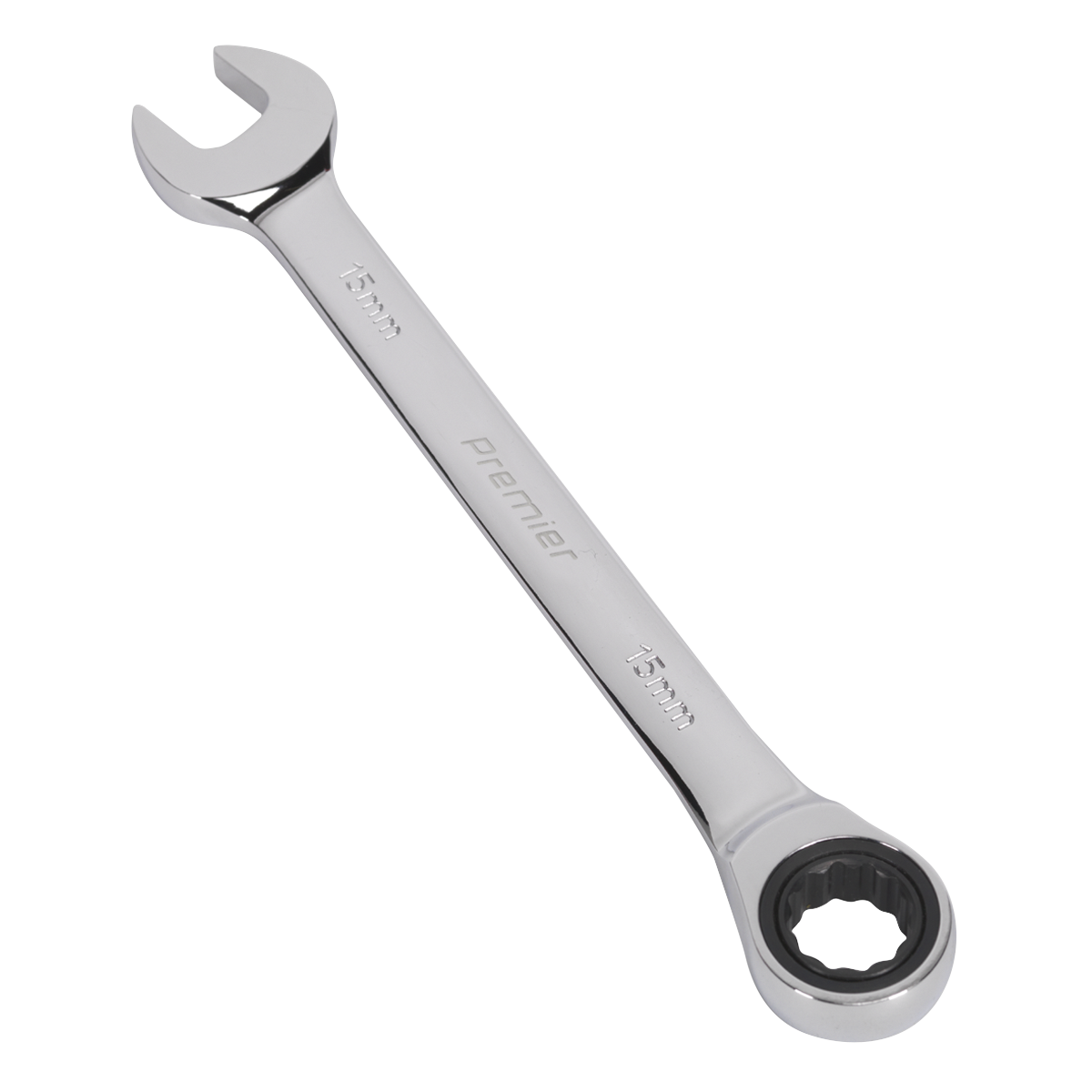 Sealey Ratchet Combination Spanner 72 Teeth Chrome Vanadium Steel 15mm RCW15
