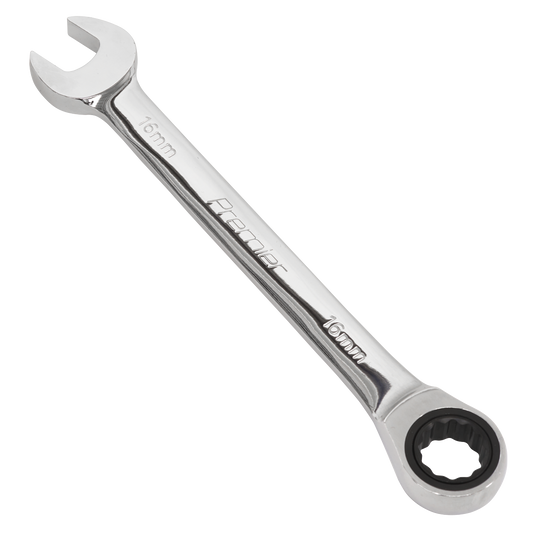 Sealey Ratchet Combination Spanner 72 Teeth Chrome Vanadium Steel 16mm RCW16