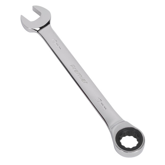 Sealey Ratchet Combination Spanner 72 Teeth Chrome Vanadium Steel 17mm RCW17