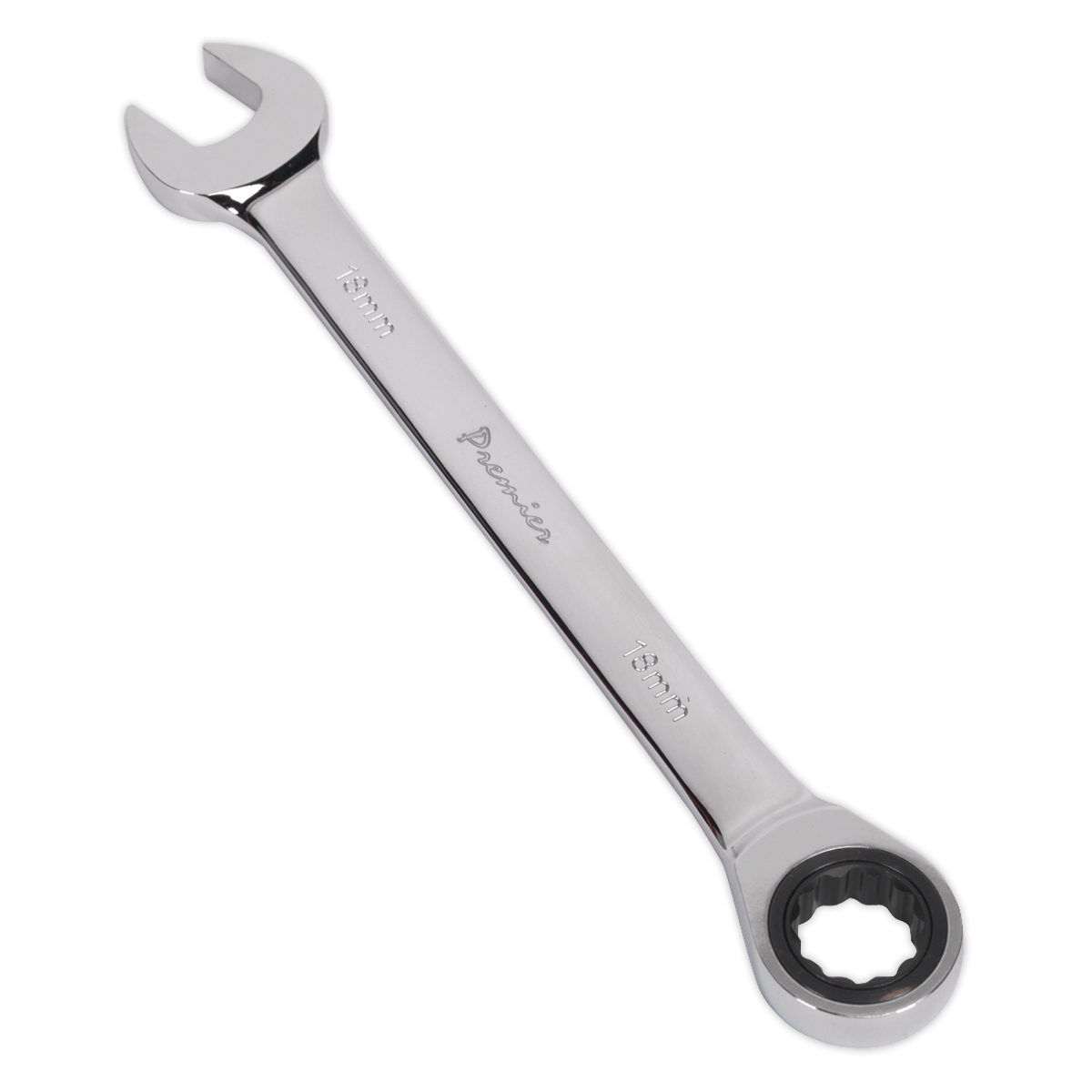 Sealey Ratchet Combination Spanner 72 Teeth Chrome Vanadium Steel 18mm RCW18
