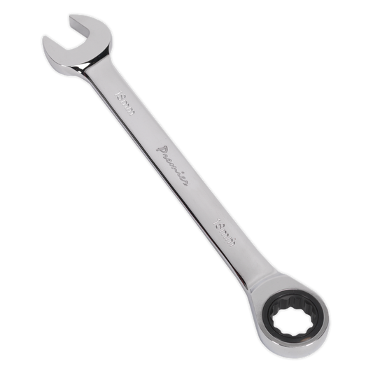 Sealey Ratchet Combination Spanner 72 Teeth Chrome Vanadium Steel 18mm RCW18