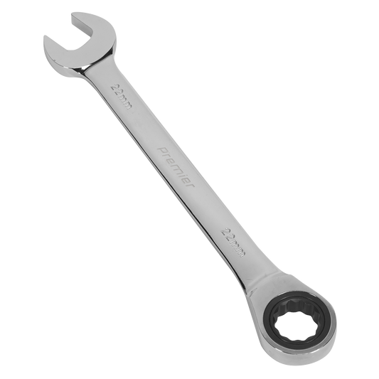 Sealey Ratchet Combination Spanner 72 Teeth Chrome Vanadium Steel 22mm RCW22