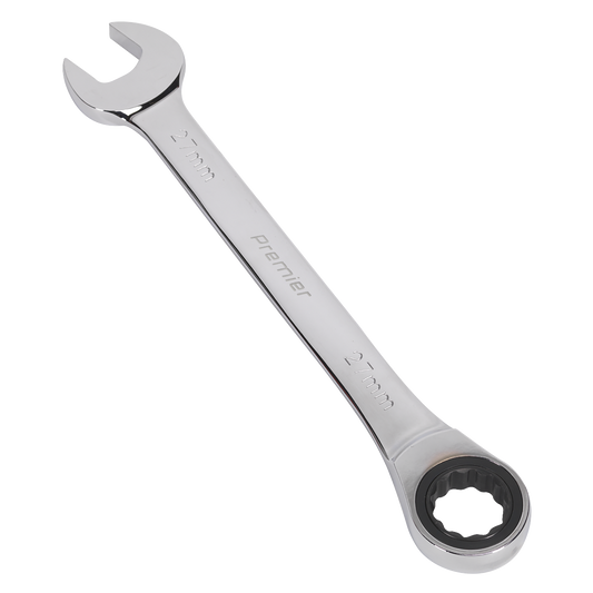 Sealey Ratchet Combination Spanner 72 Teeth Chrome Vanadium Steel 27mm RCW27
