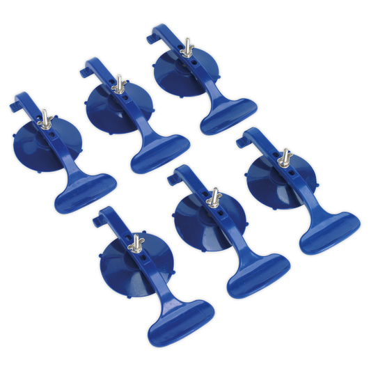 Sealey Suction Clamp Set With Adjustable Reach & Clamp 6 Pieces Blue RE006