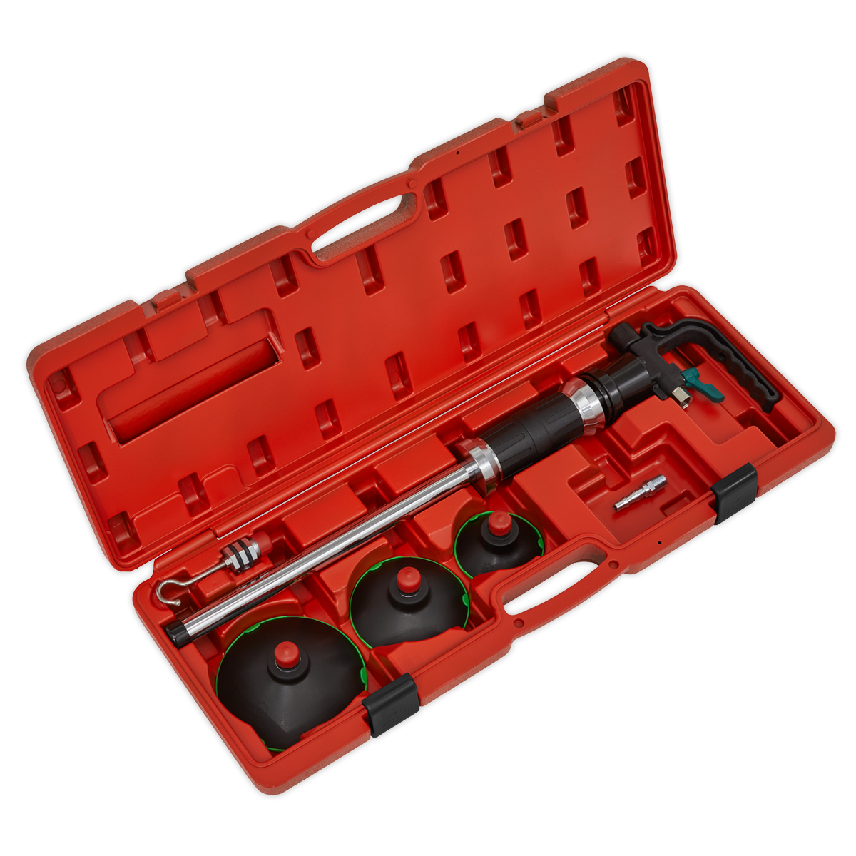Sealey Air Suction Dent Puller With 75/100/125mm Suction Pads & Hook RE101
