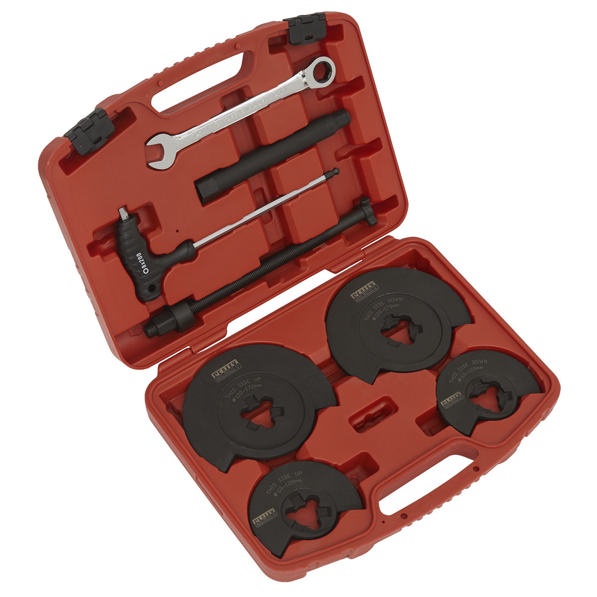 Sealey Coil Spring Compressor Wishbone Suspension 1000kg Ø60-170mm + Case RE2281