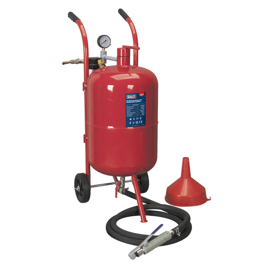 Sealey Shot Blaster With Water Trap & Wheels 37 Litres 2.4m Rubber Hose SB997