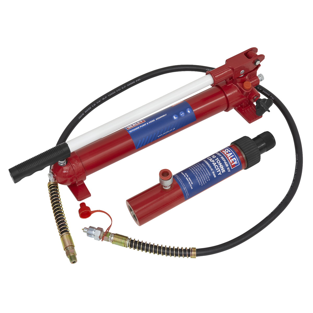 Sealey Push Ram With Pump And Hose Assembly 10 Tonne Garage RE97.10-COMBO