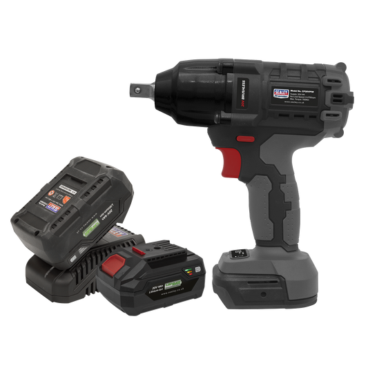 Sealey 20V 2x4Ah 1/2" Square Drive 700Nm Brushless Impact Wrench Kit CP20VPIWKIT