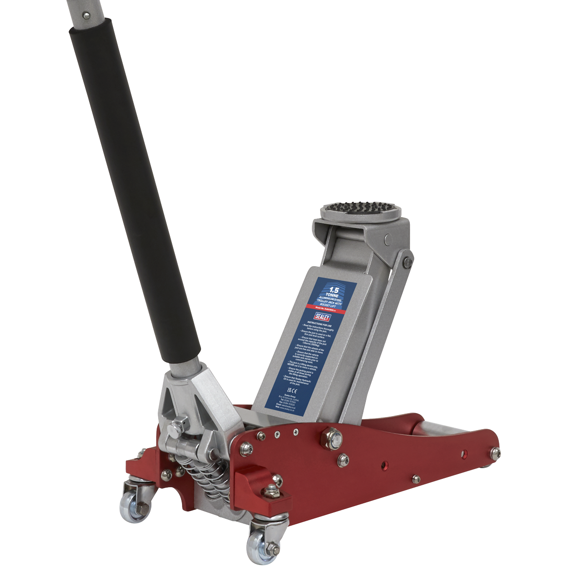 Sealey Trolley Jack 1.5 Tonne Aluminium/Steel Rocket Lift Lightweight RJAS1500