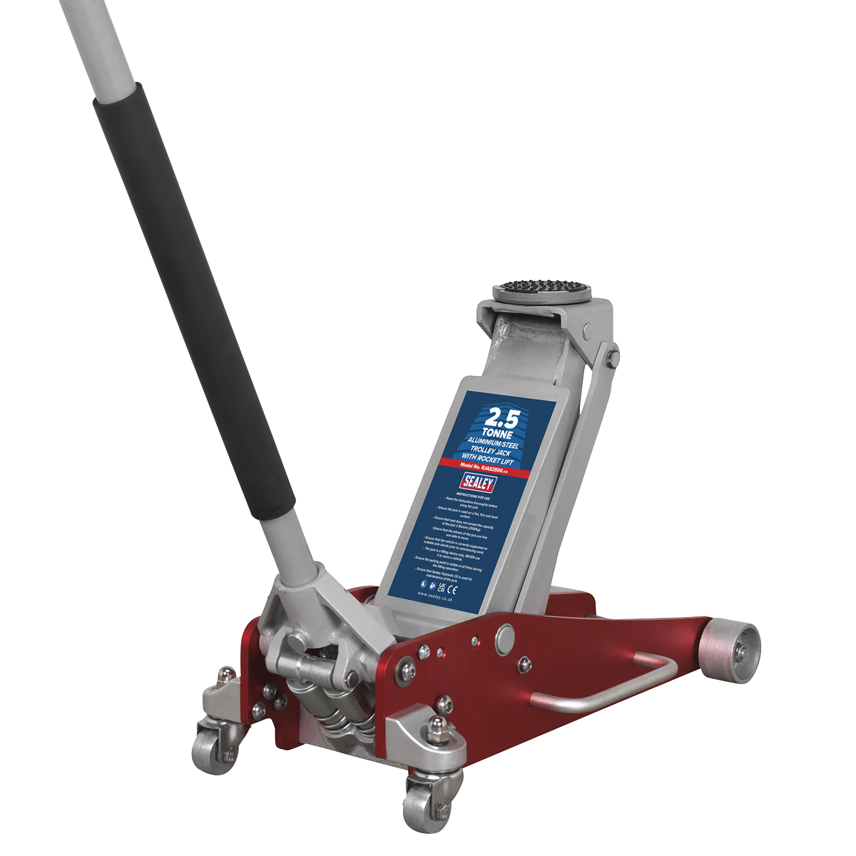 Sealey Trolley Jack 2.5 Tonne Aluminium/Steel Rocket Lift Lightweight RJAS2500