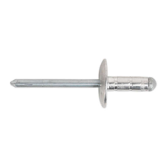 Sealey Aluminium Multigrip Rivet 100 Pieces Large Flange 4.8mm x 27mm RM4827L