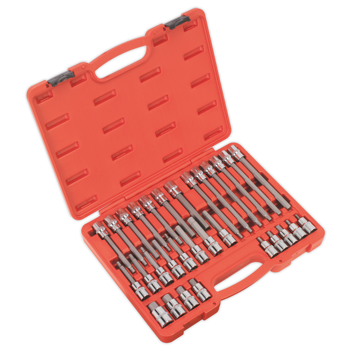 Sealey Hex Socket Bit Set 30pc 1/2" Square Drive Chrome Vanadium Steel AK2196