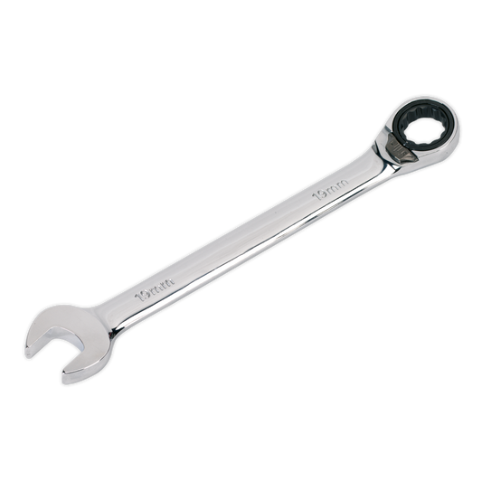 Sealey Reversible Ratchet Combination Spanner Chrome Vanadium Steel 19mm RRCW19