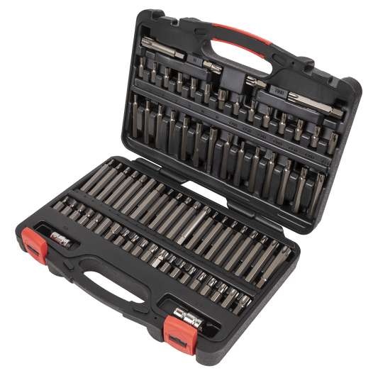 Sealey TRX-Star Security Hex Ribe Spline Bit Set 74 Pieces 3/8" 1/2" AK21974P