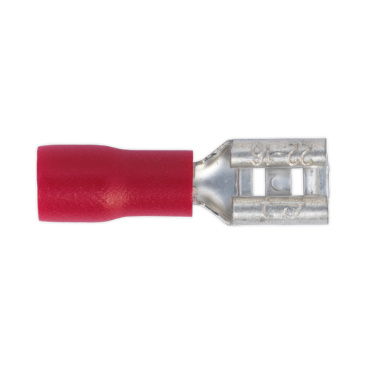 Sealey Push On Wire Terminal 4.8mm Female Electrical Red Pack of 100 Pieces RT20