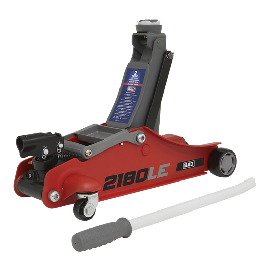 Sealey Handle Trolley Jack 2 Tonne Low Profile Short Chassis Red 2180LE