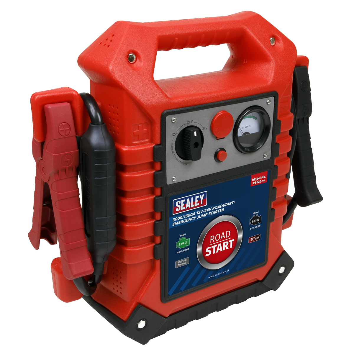 Sealey RoadStart Emergency Power Pack 12/24V 3000 Peak Amps Jump Starter RS125