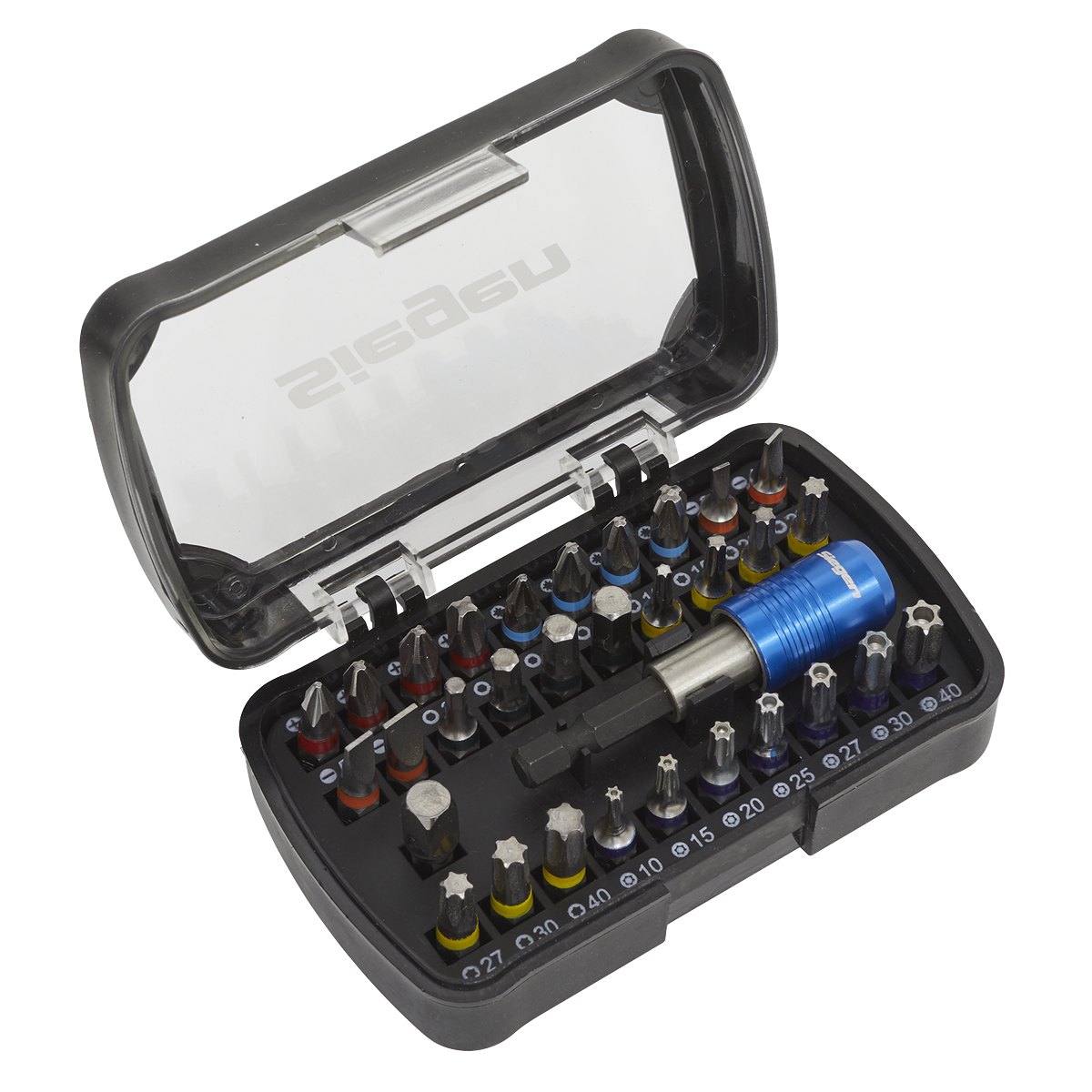 Sealey 32 Pieces Power Tool Bit Set From S2 Steel With Box Colour-Coded S01035