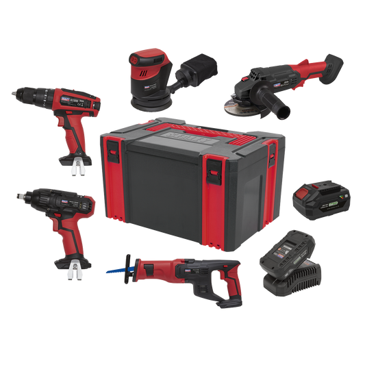 Sealey 5x 20V SV20 Series Cordless Tool Combo 1x 2Ah 1x 4Ah Battery CP20VCOMBO2