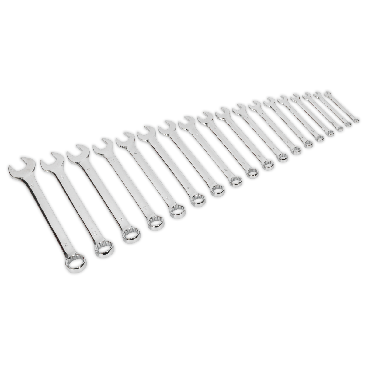 Sealey Combi Spanner Set Drop-Forged Chrome Vanadium Steel 18 Pieces S01052