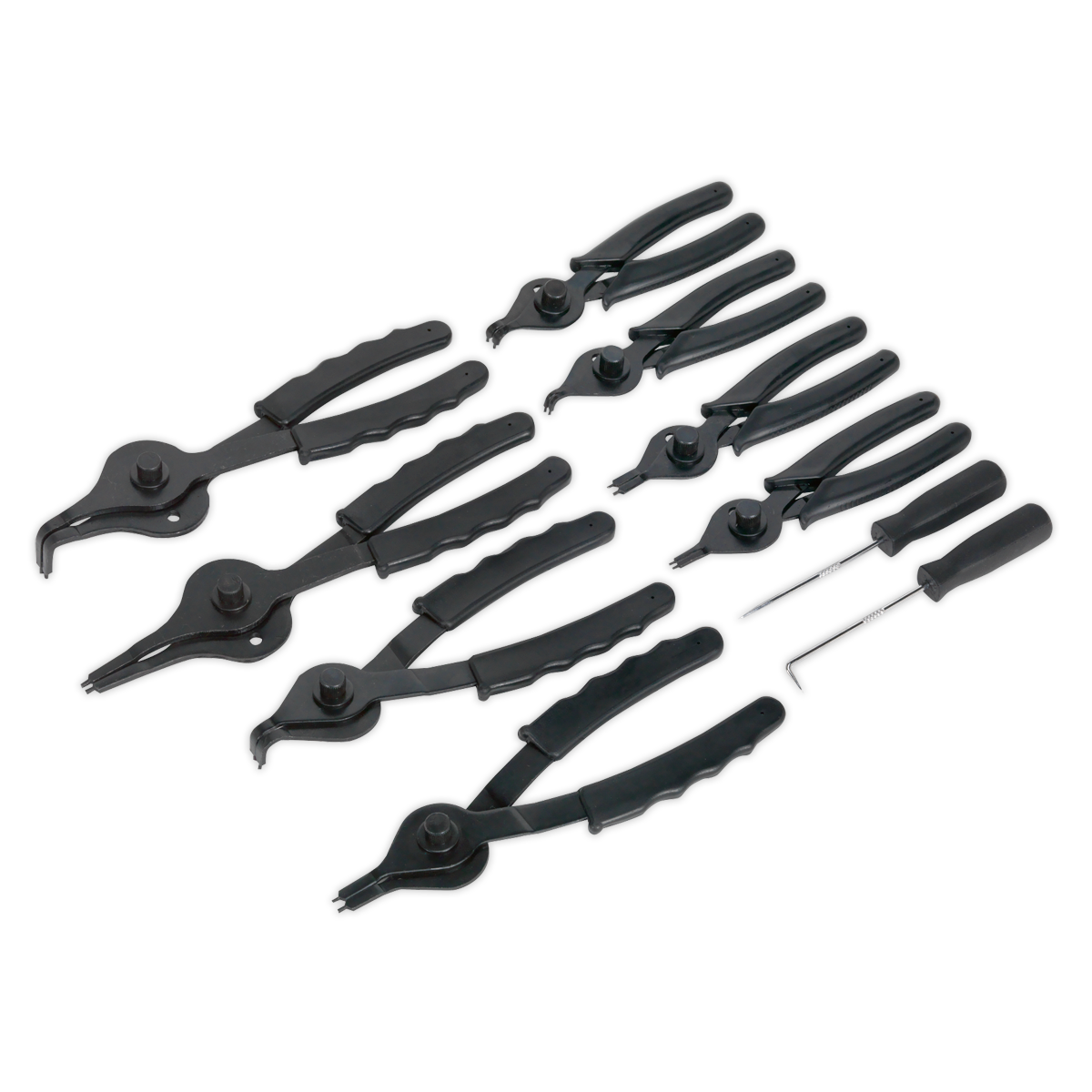 Sealey Circlip Pliers Set 10 Pieces Internal/External - Blackened Finish S01064