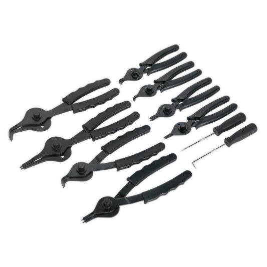 Sealey Circlip Pliers Set 10 Pieces Internal/External - Blackened Finish S01064