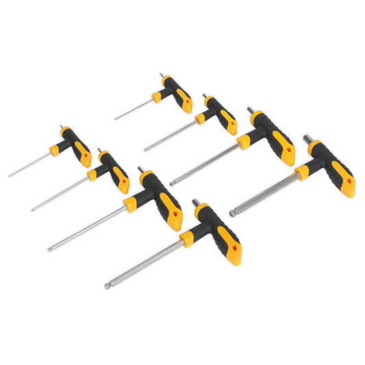 Sealey T-Handle Ball-End Hex Key Set Hardened & Tempered 8 Pieces S01069
