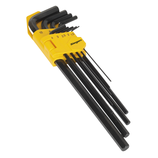 Sealey Hex Key Set 9pc Extra-Long Metric Hardened Chrome Vanadium Steel S01092