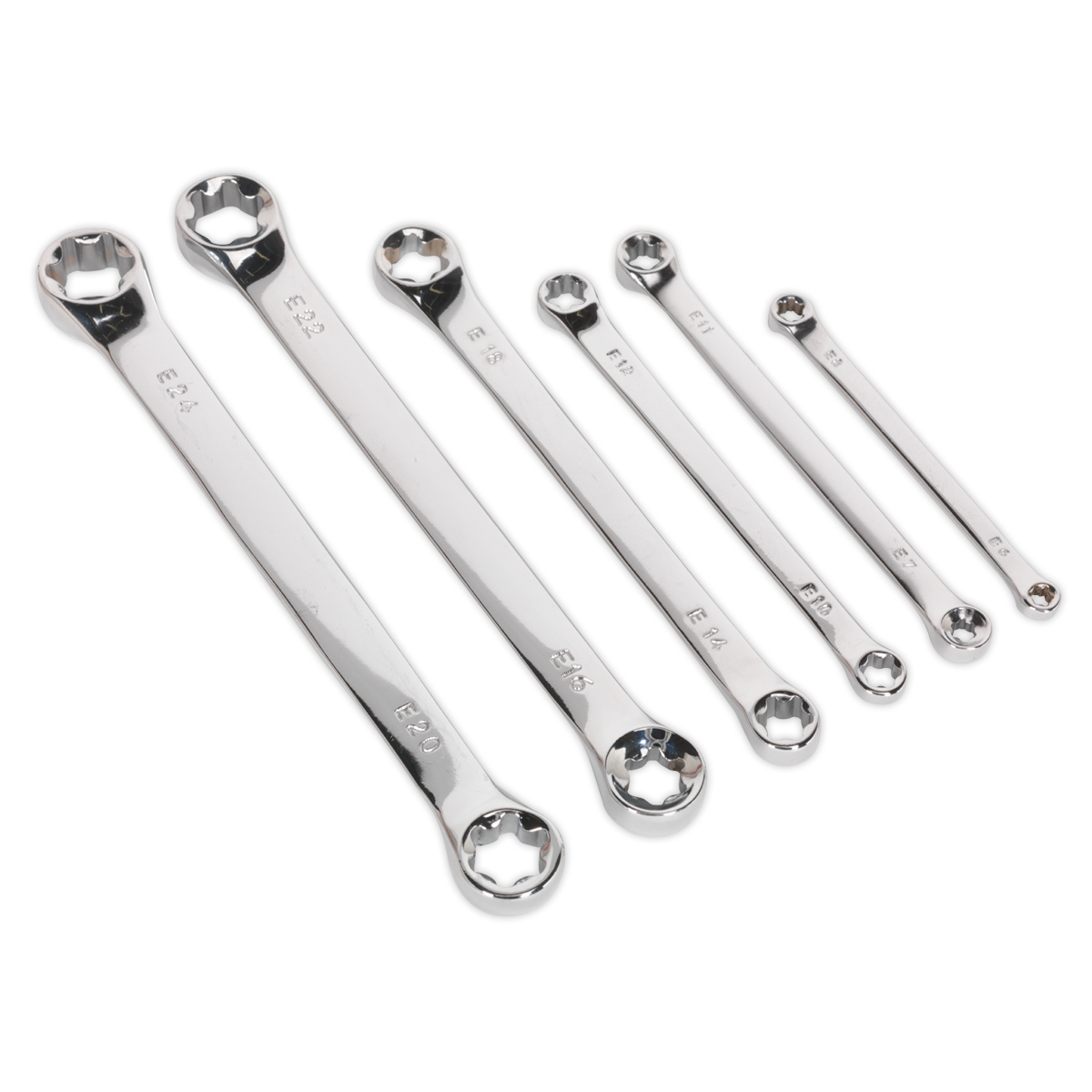 Sealey TRX-Star Double End Spanner Set 6Pc Fully Polished Mirror Finished S01107