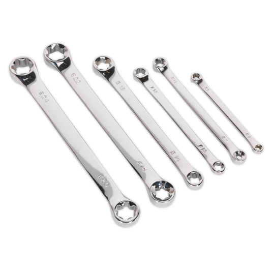 Sealey TRX-Star Double End Spanner Set 6Pc Fully Polished Mirror Finished S01107