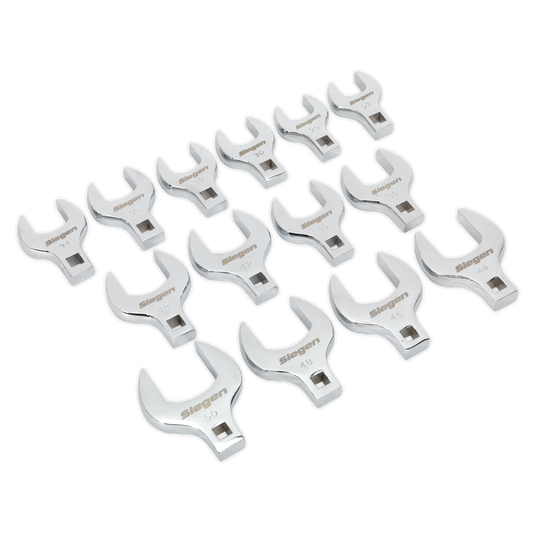 Sealey Crows Foot Open End Spanner Set 14 Pieces 1/2" Square Drive Metric S01109